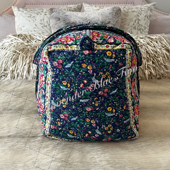 Vintage VERA BRADLEY Bluebird 1998 Original Duffle Bag Blue Green Floral Quilted - Picture 8 of 14